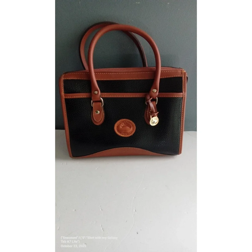 Dooney & Bourke Black Brown Leather Satchel Top‎ Handle Bag Purse